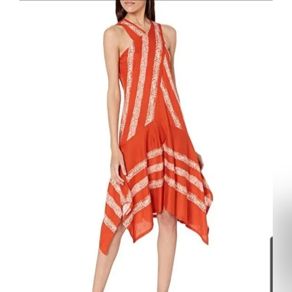 BCBGMaxazria | NWT Ada Asymmetrical Midi Dress Guava Combo XXS